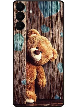 Силиконовый чехол бампер для samsung a27 с рисунком пушистый мишка
