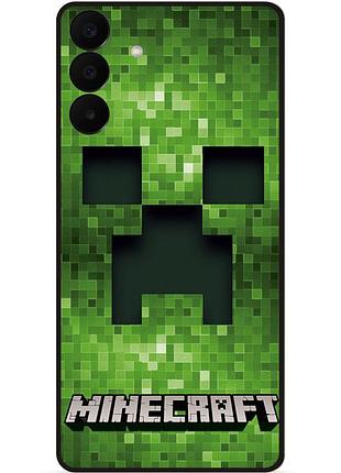 Силиконовый чехол бампер для samsung a27 с рисунком крипер minecraft майнкрафт