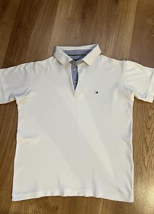 Поло чоловіче tommy hilfiger, біле, з коротким рукавом