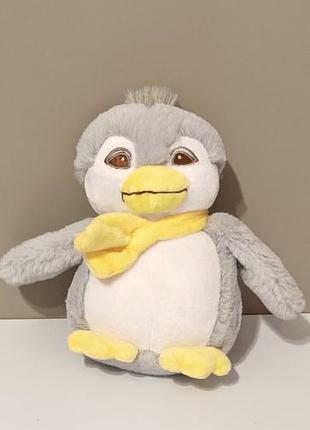 *. doudou peluche bergland gmbh pingouin gris blanc jaune echarpe 17cm, мягкая игрушка