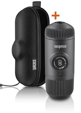 Портативная эспрессо-кофеварка wacaco nanopresso серая с чехлом