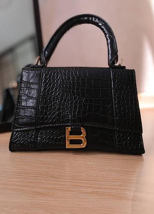Компактна розкішна чорна сумочка в стилі balenciaga брендовий чорна сумка під рептилію