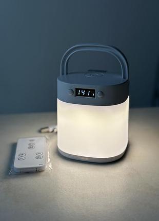 Led лампа - фонарик с 3 разными цветами и часами