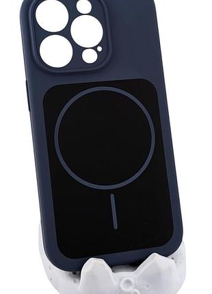 Чехол magnetic vision для apple iphone 14 pro бампер с микрофиброй темно-синий