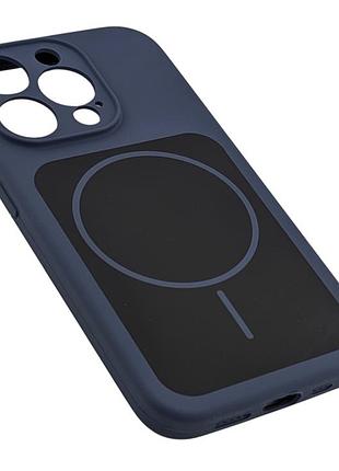 Чехол magnetic vision для apple iphone 14 pro бампер с микрофиброй темно-синий 3