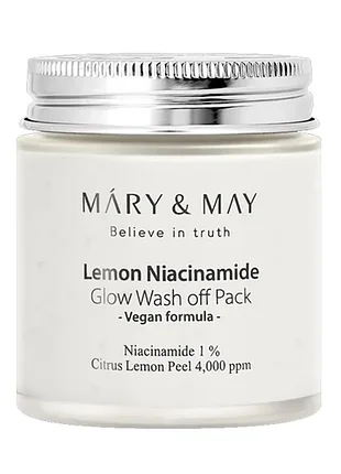 Глиняна маска для сяйва шкіри mary&may lemon niacinamide glow wash off pack 125 g