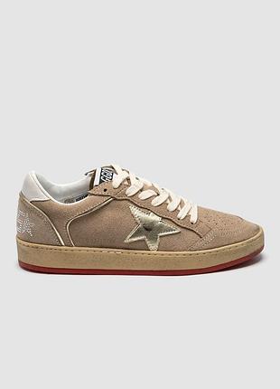 Жіночі кросівки повсякденні golden goose suede ball star sneakers beige suede