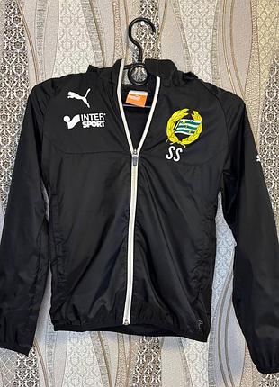 Дитяча чорна вітровка puma, розмір 140, з принтом, вітро/волого-стійка