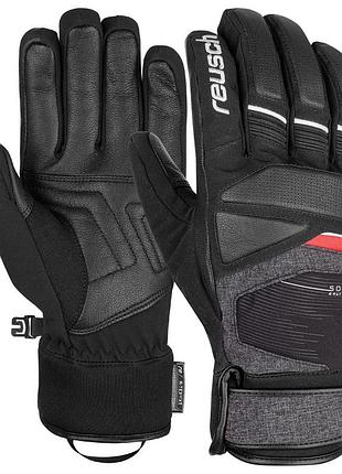 Перчатки горнолыжные reusch storm r-tex xt black/black melang/fire red