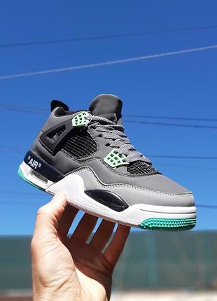 Nike air jordan 4 высокие серые с салатовым