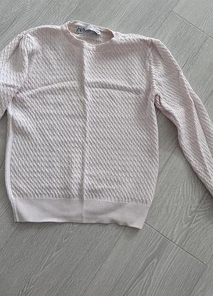 Ніжний та елегантний пуловер ніжно-рожевого кольору від бренду zara.