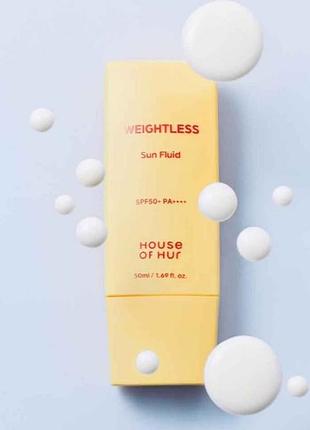 Легкий сонцезахисний флюїд для обличчя spf50+ pa++++ house of hur weightless sun fluid