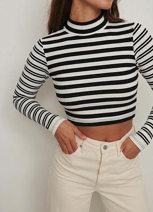Стильний лонгслів в смужку topshop xs / s  гольф, кофта, укорочений, в полоску, трикотажний