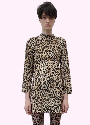Сукня коротка під горло zara s, l леопардовий принт