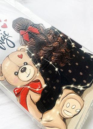 Чохол з потовщеними кутами на iphone 18 pro max дівчина з ведмедиком (принт 188) 2