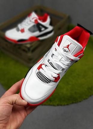 Nike air jordan 4 белые с красным 2