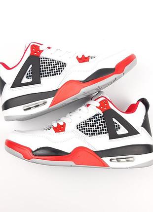 Nike air jordan 4 белые с красным 3