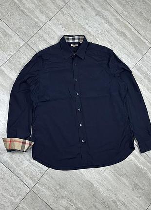Burberry brit button down shirt mens blue navy size xxl сорочка рубашка