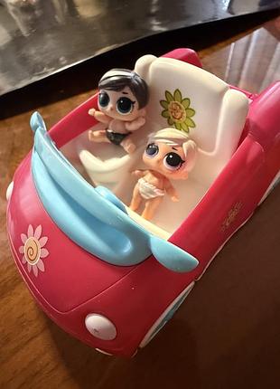 Машинка для дівчаток, рожева, механічна, для маленьких ляльок