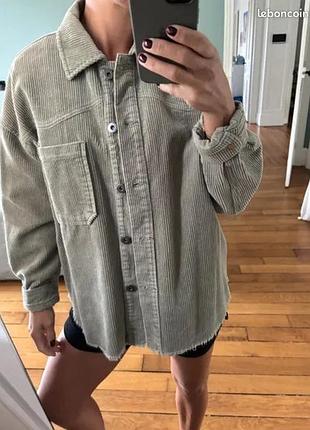 Сорочка жіноча zara вельветова, оливкова