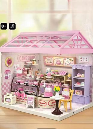Интерьерный 3d-конструктор румбокс diy миниатюра "кондитерская" с подсветкой