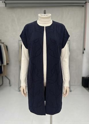 Кардиган жіночий max mara studio довгий синій з візерунком віскоза вовна l xl