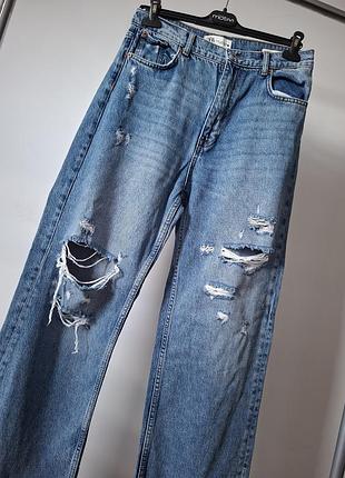 Жіночі джинси zara палаццо блакитні рвані