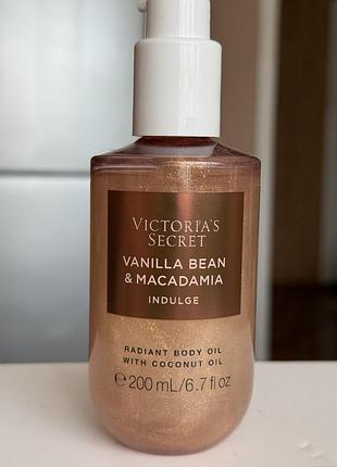 Victoria's secret зволожуюча олійка з легким сяйвом, аромат vanilla bean & macadami