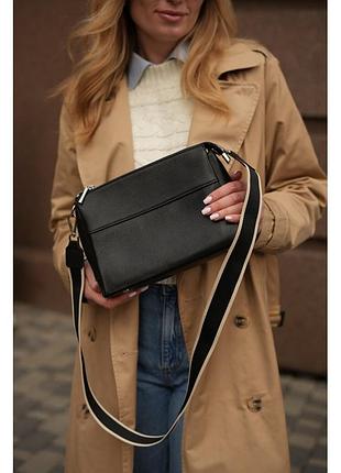 Сумка кросс-боди женская из натуральной кожи черная bags4life 6065