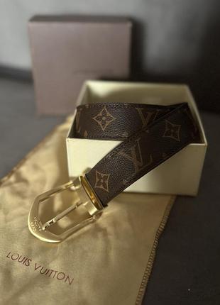 Ремінь унісекс louis vuitton monogram ellipse belt brown gold (коричневий золотистий 100см)