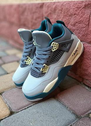 Nike air jordan 4 высокие серые с зеленым