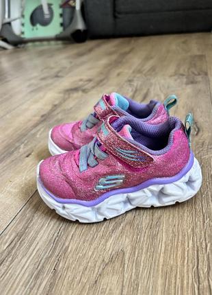 Кросівки для дівчинки skechers рожеві з підсвіткою, розмір 22