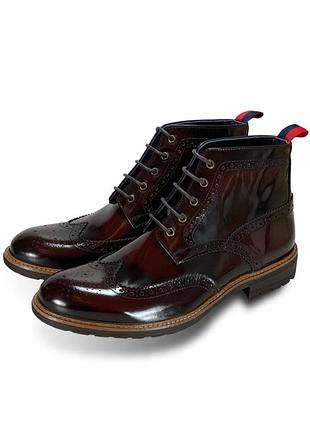 Бордові шкіряні лаковані черевики coogan london, p. 43 євр., 9 uk, шкіряні ботинки