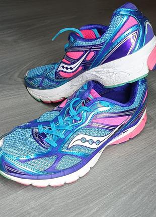 Бігові кросівки saucony progrid guide 7 яскраво синьо-рожеві (blue/pink/citron), 44р (29см)