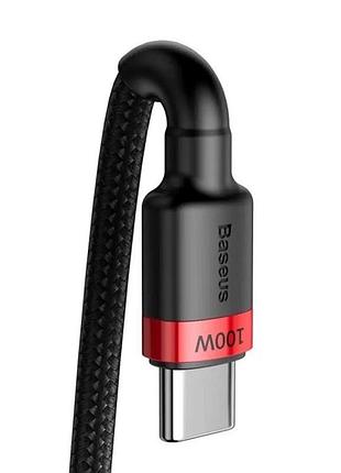 Кабель baseus cafule pd2.0 100w flash charging type-c for type-c cable (20v 5a)2m - red/black 3