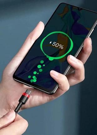 Кабель baseus cafule pd2.0 100w flash charging type-c for type-c cable (20v 5a)2m - red/black 8