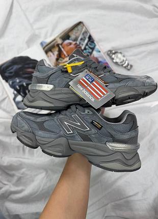 Сірі кросівки унісекс new balance 9060 dark grey gore-tex cordura termo х нью беланс 38