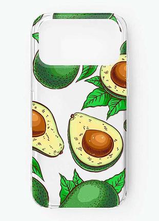 Прозрачный чехол на iphone 17 pro max фон авокадо (принт 308)