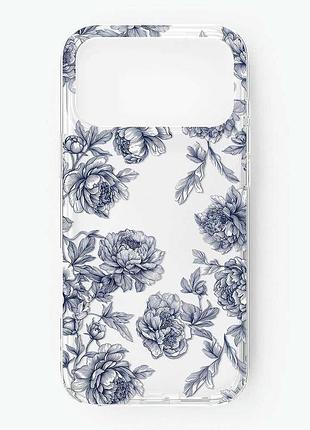 Прозрачный чехол на iphone 17 pro max ночные цветы (принт 432)