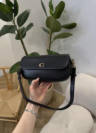 Сумка coach brook flap chain bag black\gold 2