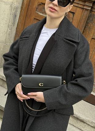 Сумка coach brook flap chain bag black\gold 8