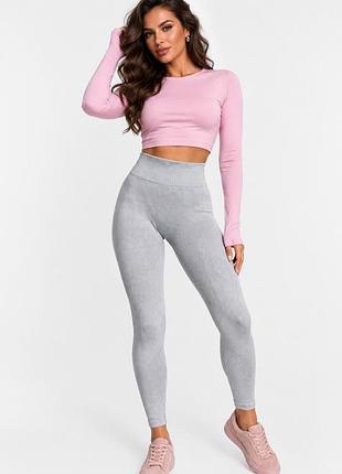 Лосины женские push up однотонные серого цвета 218844k