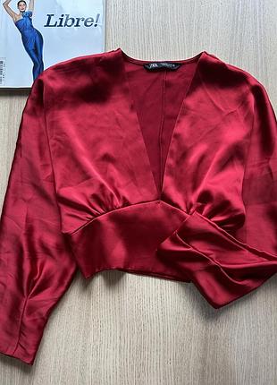 Блуза жіноча zara атласна червона