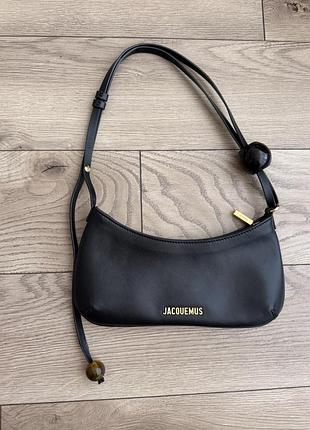 Сумка жіноча jacquemus le bisou perle чорна шкіряна