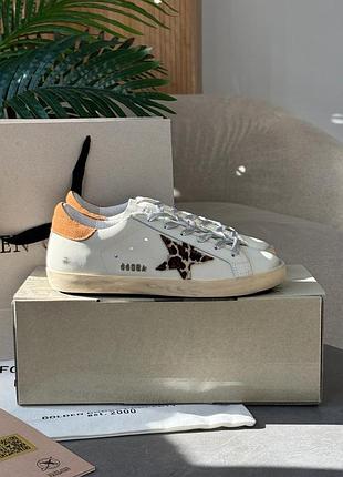 Шкіряні кеди golden goose superstar low cut white leo star