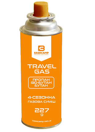 Газовый цанговый баллон basecamp travel gas 227g bcp 70500