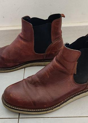 Черевики челсі björn borg шкіряні made in portugal демісезонні коричневі чоботи туфлі мешти