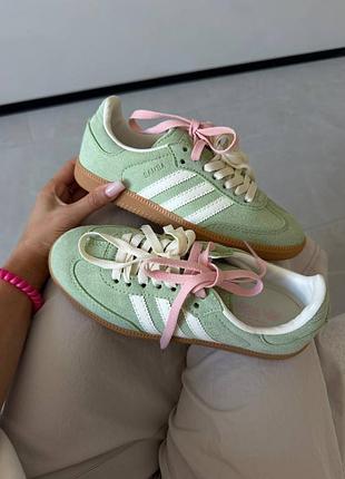 Кроссовки adidas samba | green matcha / double laces