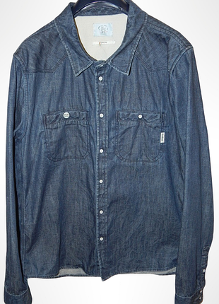 Джинсовая рубашка овершот blue blood dry goods denim. size xl/48-50
