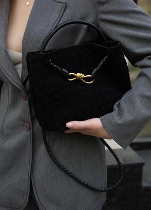 Сумка bottega veneta small andiamo suede black замшева